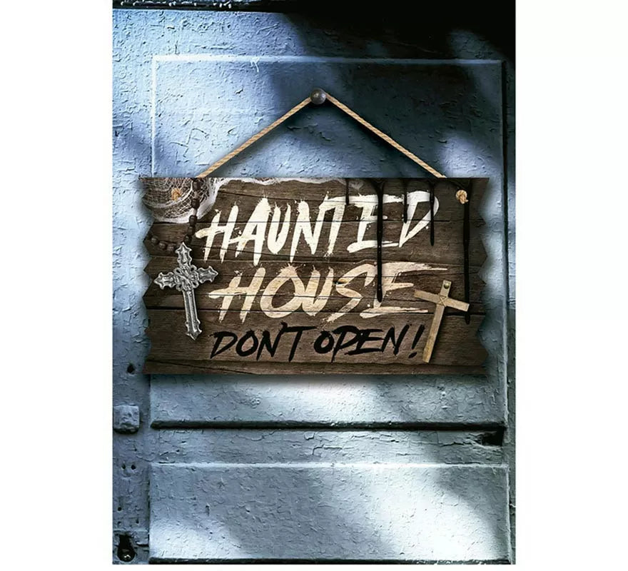 Translation missing: es."Letrero ""Hounted House"" de madera de 35x20 cm "