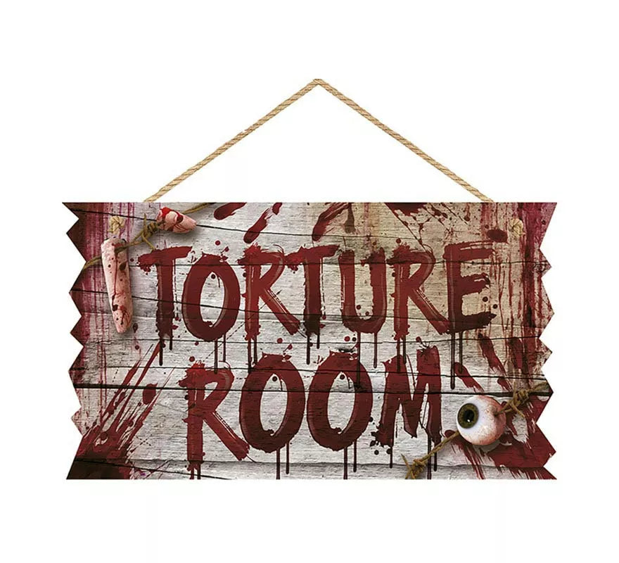 Translation missing: es."Letrero ""Torture Room"" de madera de 35x20 cm "