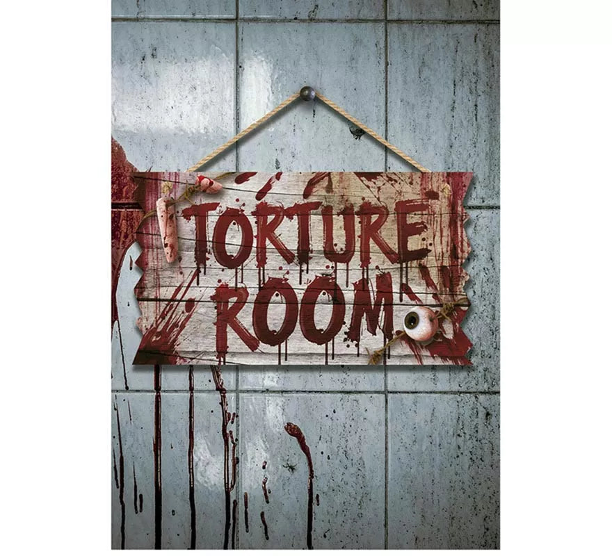 Translation missing: es."Letrero ""Torture Room"" de madera de 35x20 cm "