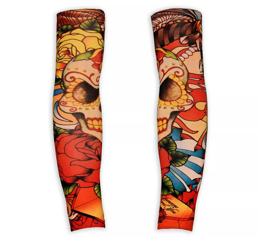 Translation missing: es.Mangas de Tatuaje de Cráneo y Rosas Pin Up Catrina