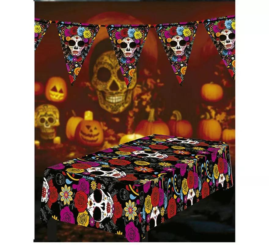 Translation missing: es.Mantel de Catrina colorida de 137x274 cm