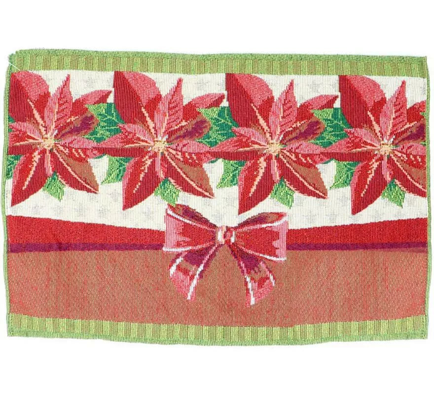 Translation missing: es.Mantel Individual de Poinsettia con Lazos de 48x33 cm