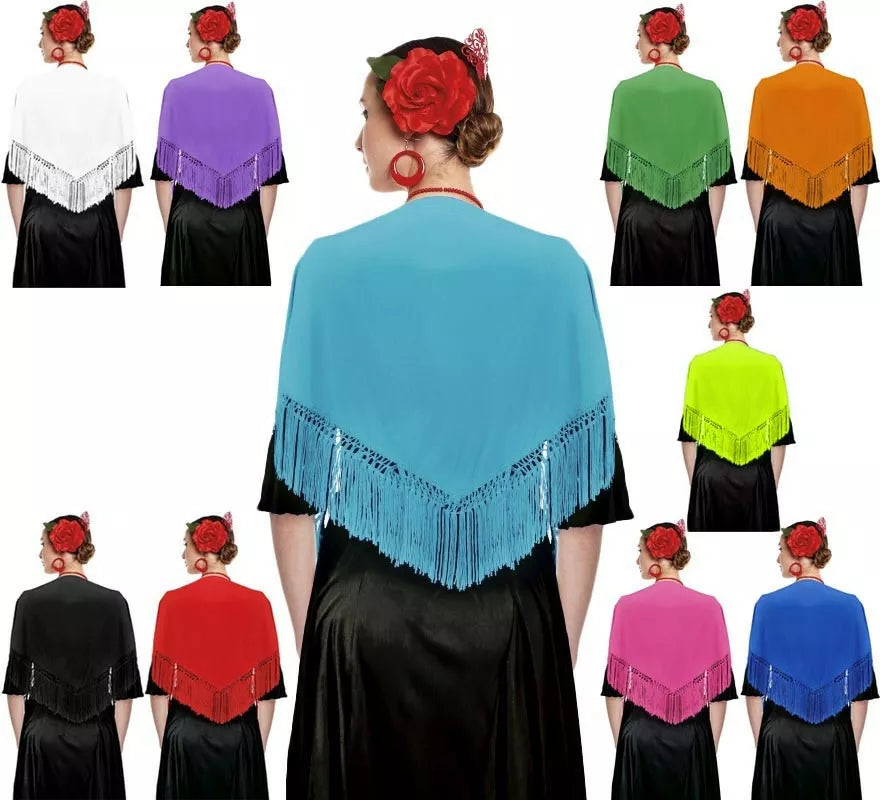 Translation missing: es.Mantón con flecos en varios colores de 120x45