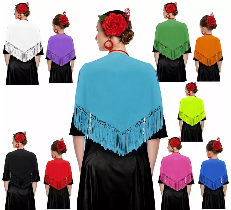 Translation missing: es.Mantón con flecos en varios colores de 120x45
