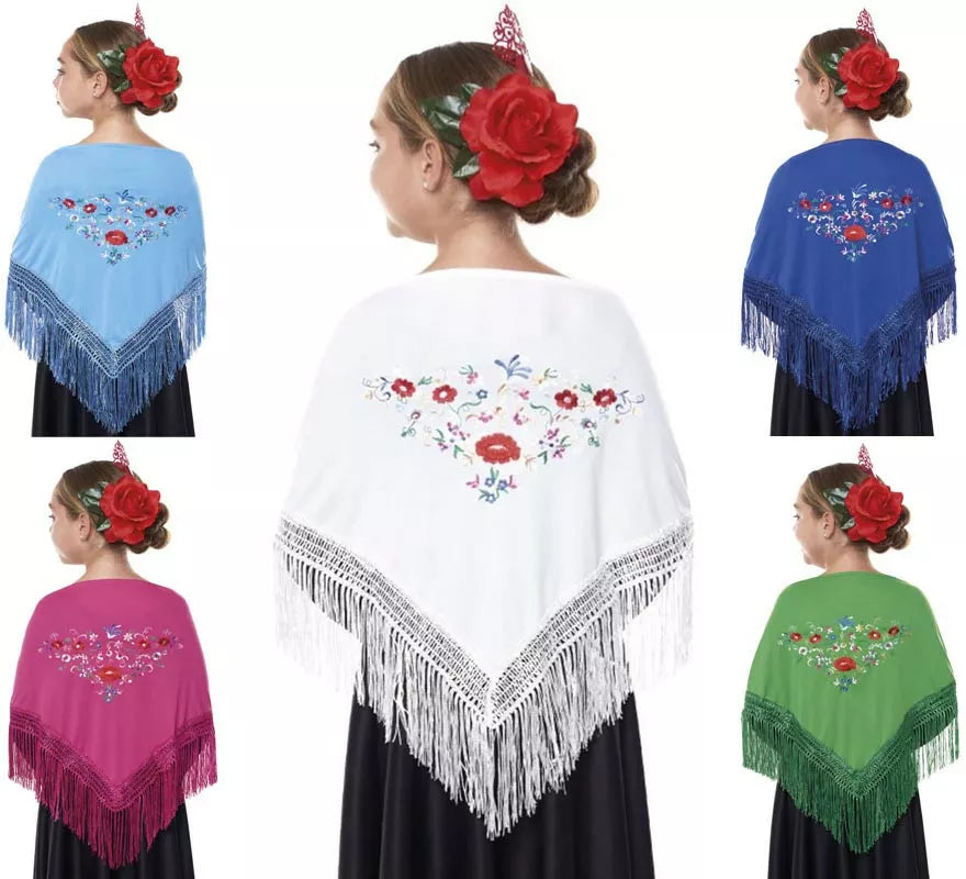 Translation missing: es.Mantón Sevillana o Chulapa bordado de 120x45 cm para niña en varios colores