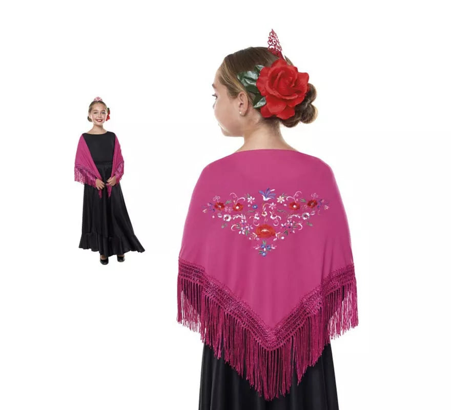Translation missing: es.Mantón Sevillana o Chulapa bordado de 120x45 cm para niña en varios colores