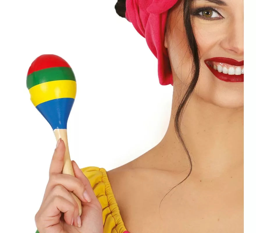 Translation missing: es.Maraca multicolor de madera de 20 cm
