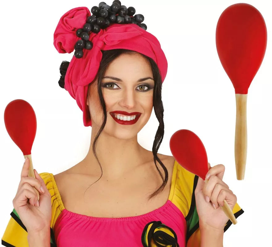 Maraca roja de Madera de 20 cm