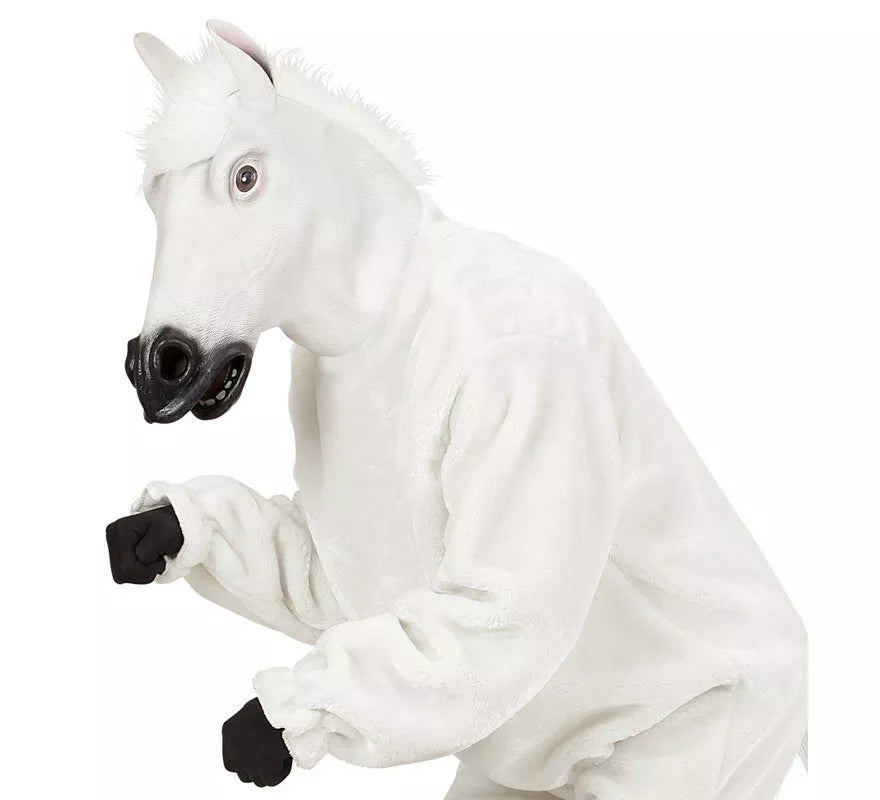Translation missing: es.Máscara Cabeza de Caballo Blanco con pelo