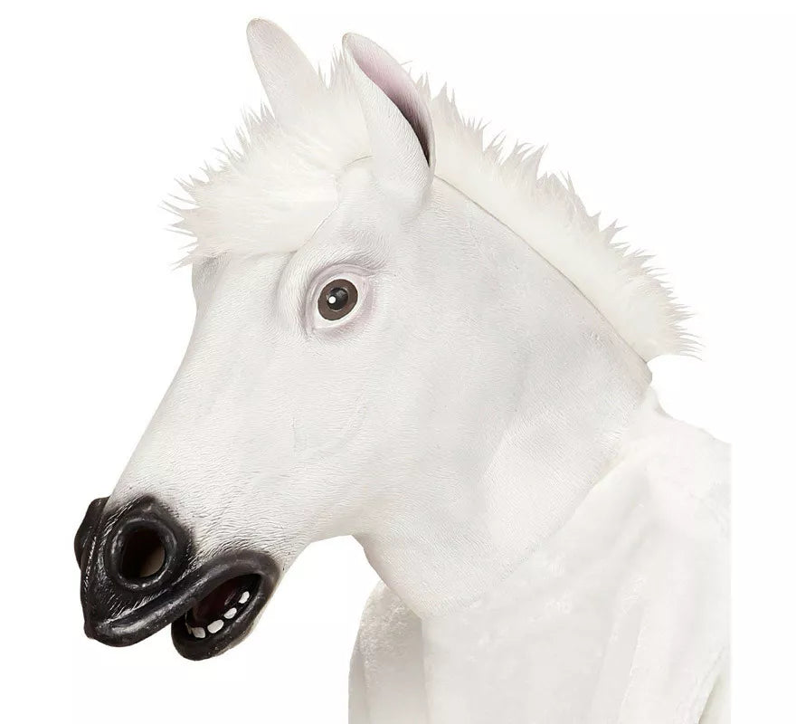 Translation missing: es.Máscara Cabeza de Caballo Blanco con pelo