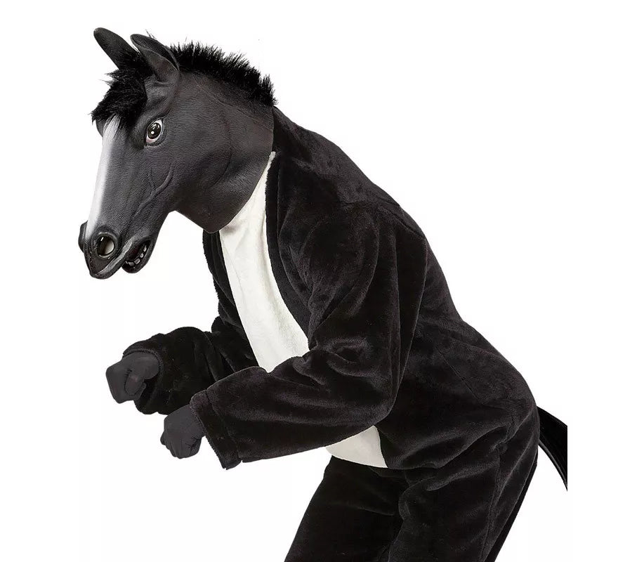 Máscara Cabeza de Caballo Negro con pelo