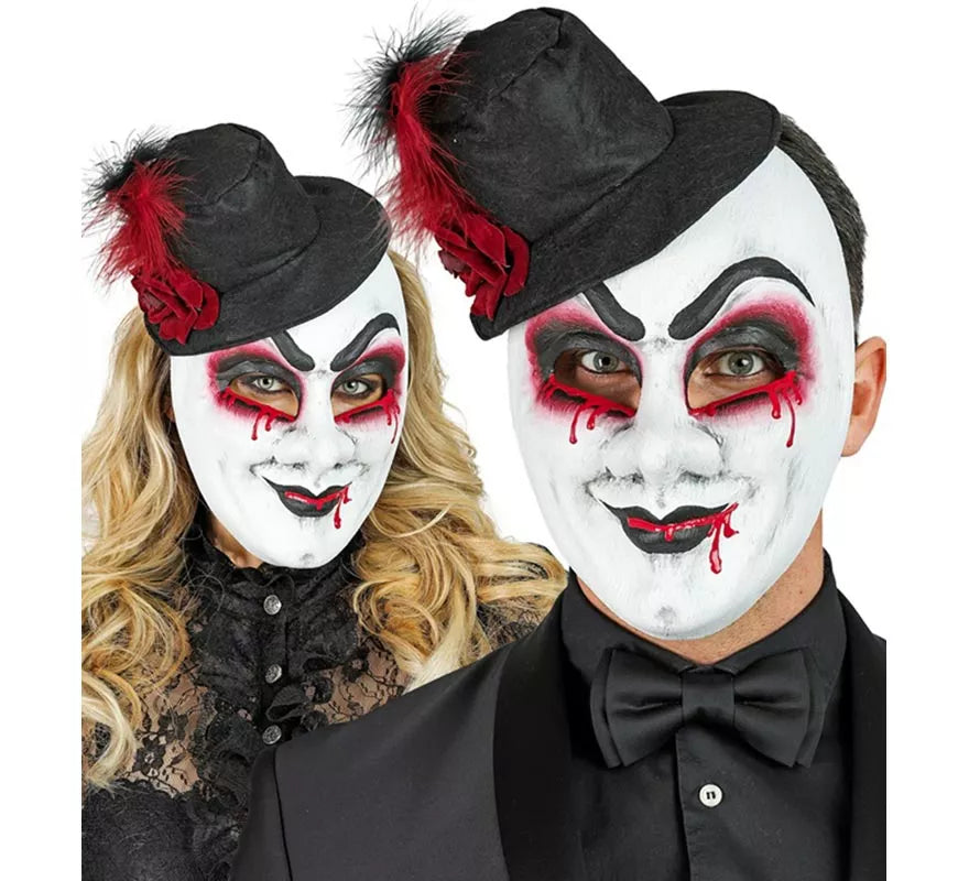 Translation missing: es.Máscara de Arlequín Sangrante con Sombrero Comedia del Arte