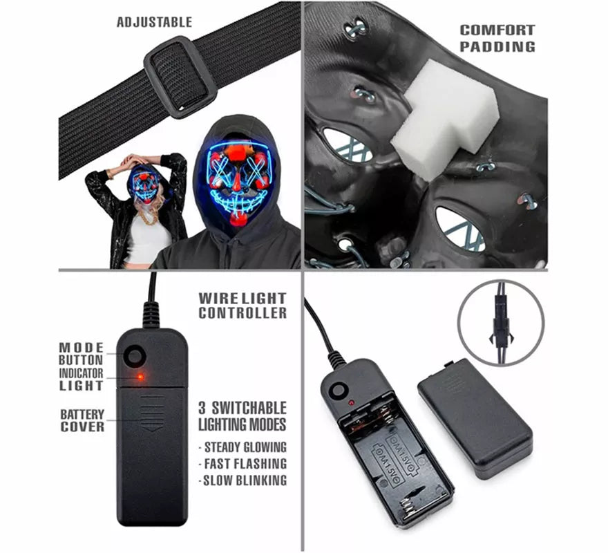 Máscara de Asesino Aterrador con LED azul