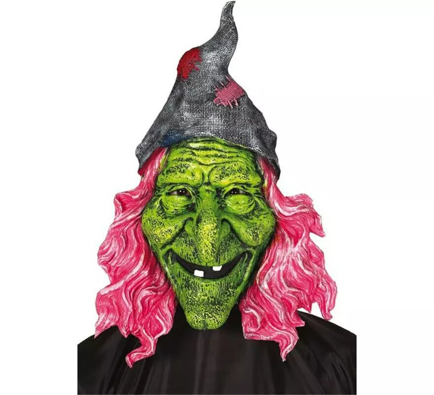 Translation missing: es.Máscara de Bruja Verde con pelo rosa