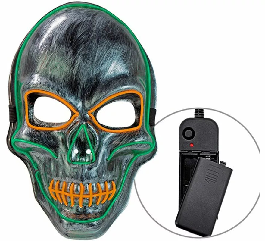 Translation missing: es.Máscara de Calavera plateada con LED de Colores