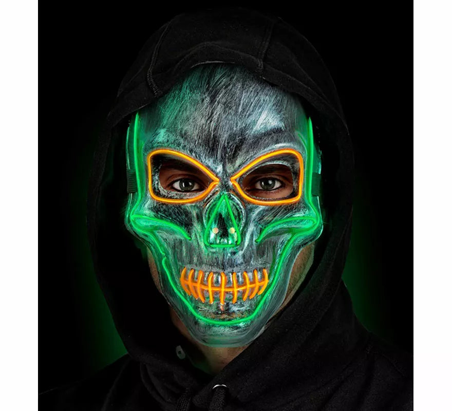 Translation missing: es.Máscara de Calavera plateada con LED de Colores