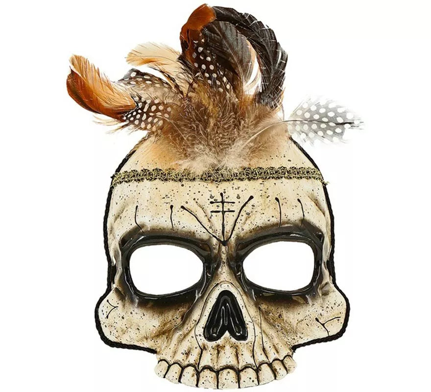 Translation missing: es.Máscara de Calavera Vudú con Plumas sin Barbilla