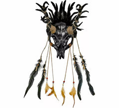 Máscara de Chamán Calavera negra con Plumas