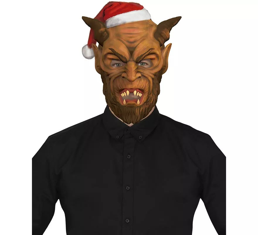 Translation missing: es.Máscara de Demonio Krampus con gorro de Papá Noel