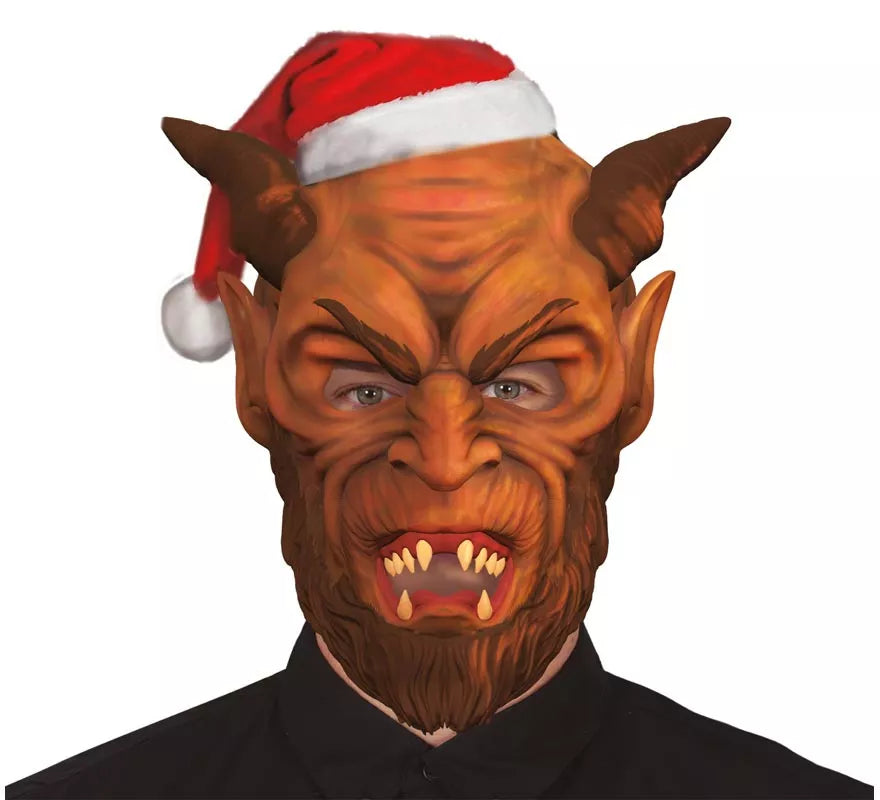 Translation missing: es.Máscara de Demonio Krampus con gorro de Papá Noel