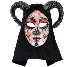 Máscara de Demonio Mujer con Capucha Comedia de Arte