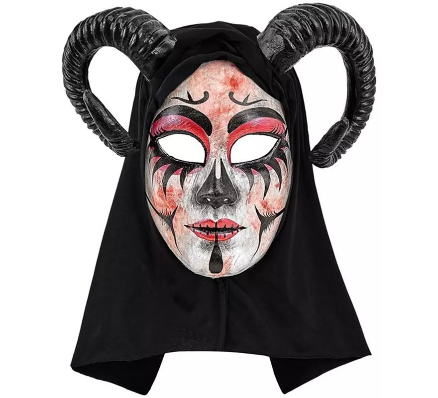 Translation missing: es.Máscara de Demonio Mujer con Capucha Comedia de Arte
