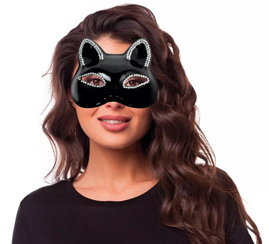 Translation missing: es.Máscara de Gato negro brillante de plástico