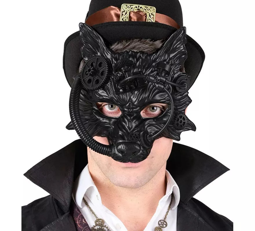 Translation missing: es.Máscara de Lobo Steampunk negro