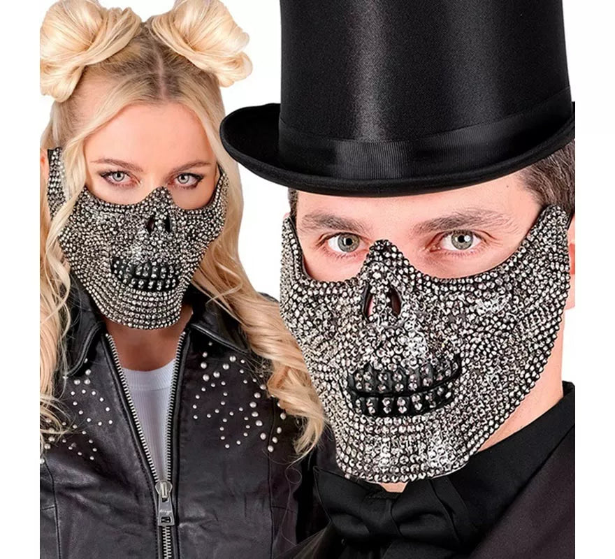 Translation missing: es.Máscara de Media Cara de Calavera con Strass