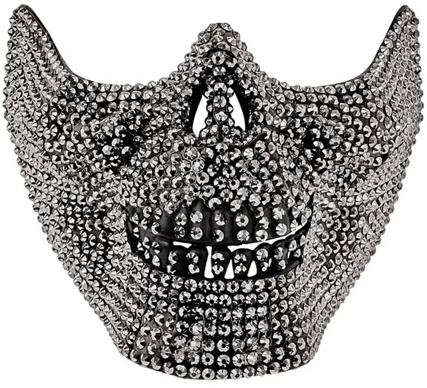 Máscara de Media Cara de Calavera con Strass