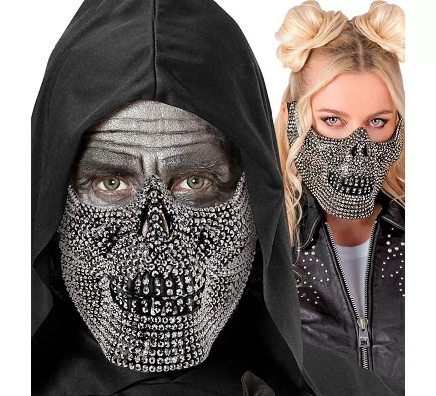 Translation missing: es.Máscara de Media Cara de Calavera con Strass