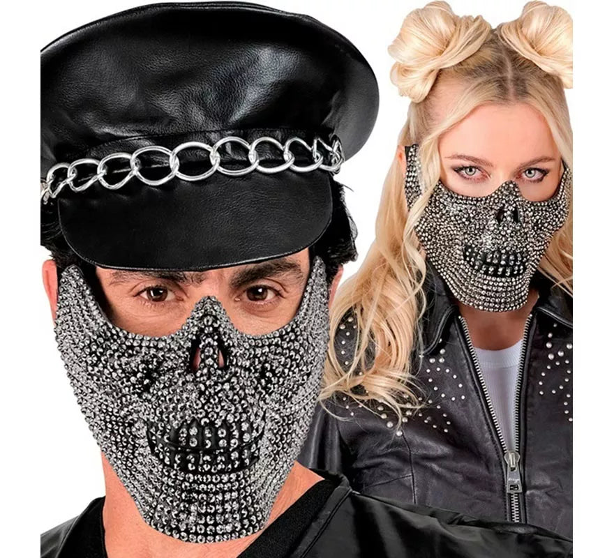 Translation missing: es.Máscara de Media Cara de Calavera con Strass