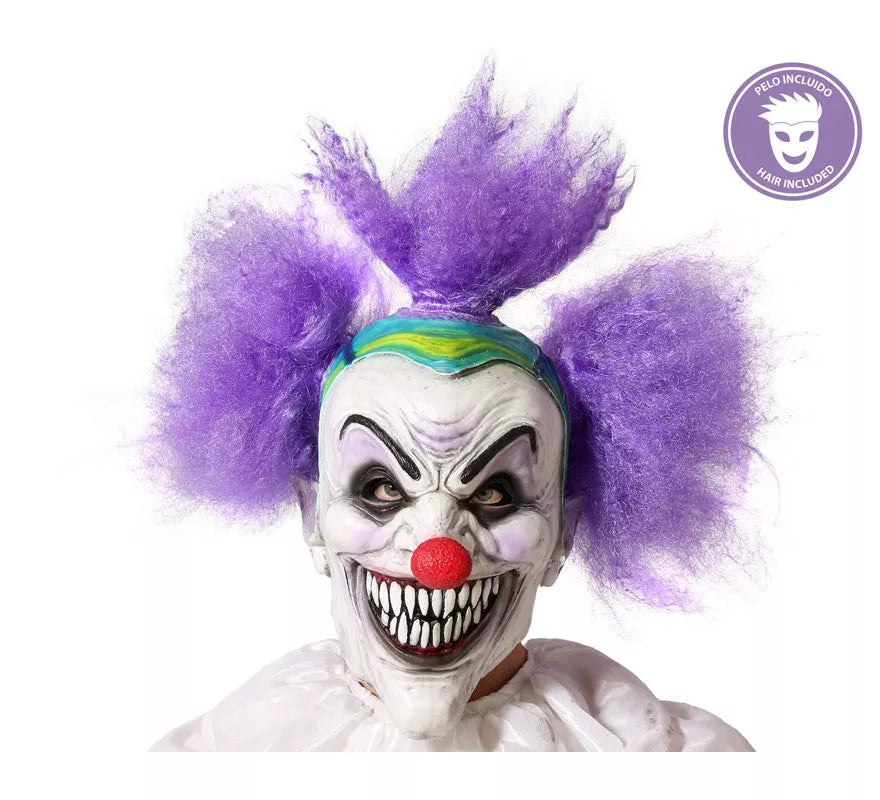 Translation missing: es.Máscara de Payaso con Cabello Morado de Látex