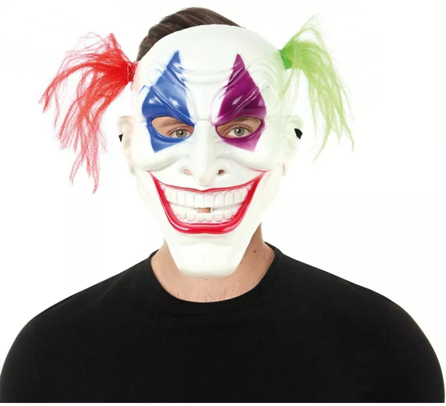 Translation missing: es.Máscara de Payaso con pelo bicolor de plástico