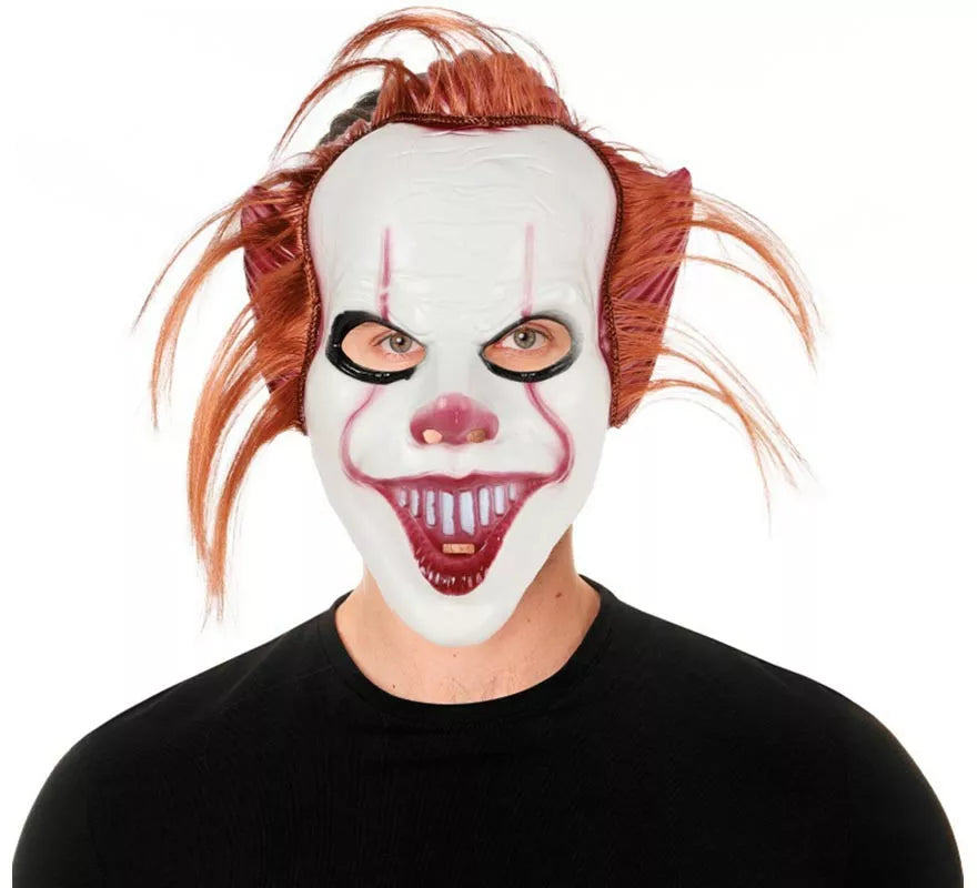 Translation missing: es.Máscara de Payaso con pelo rojo de plástico