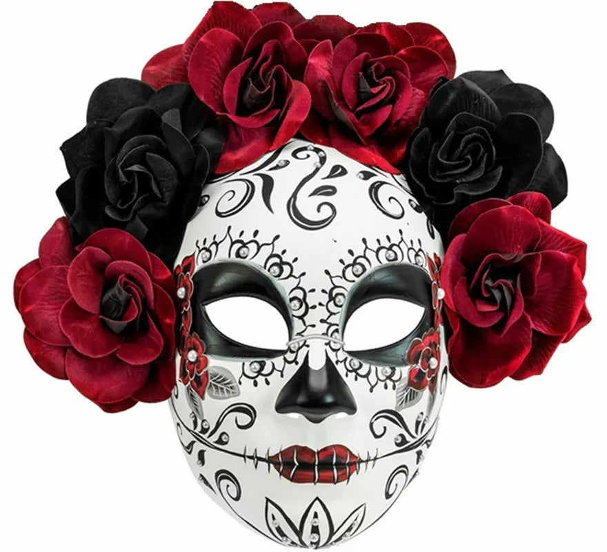 Translation missing: es.Máscara Día de Los Muertos con Rosas