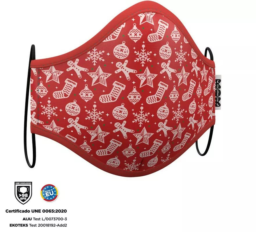 Translation missing: es.Mascarilla higiénica infantil Roja Adornos Navidad