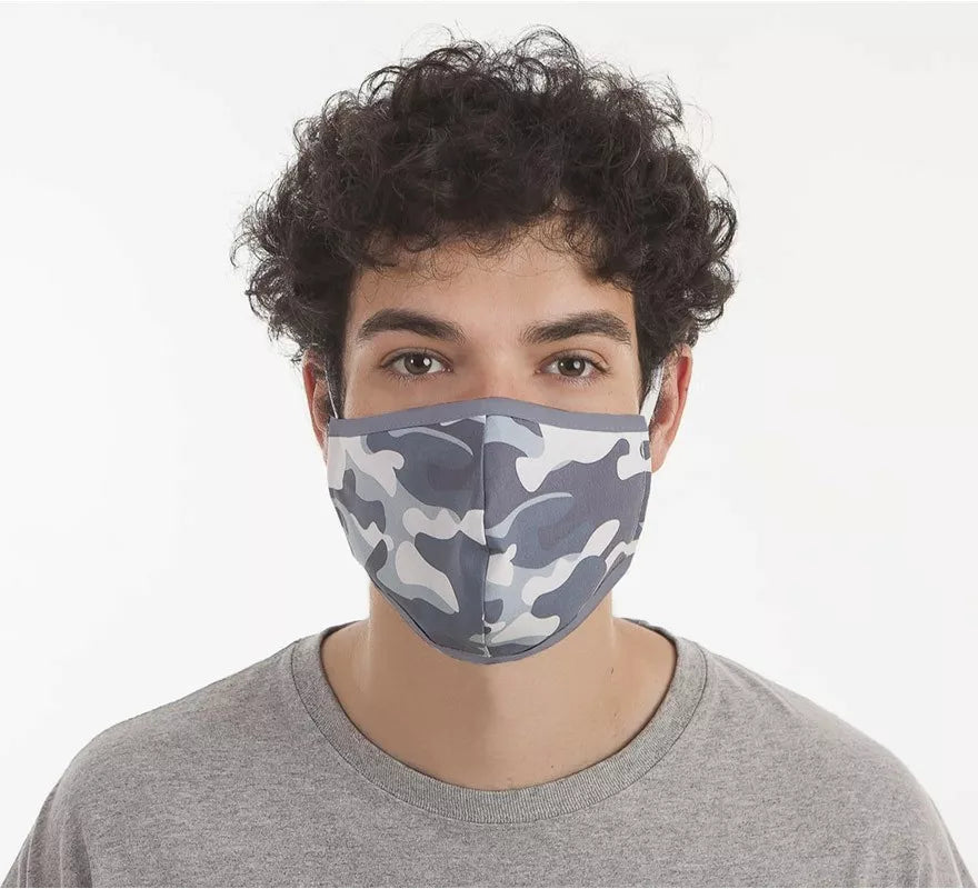 Mascarilla Higiénica Protectora Camuflaje gris 3 filtros