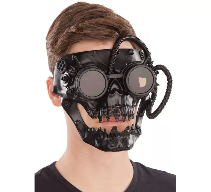 Translation missing: es.Mascarilla Negra Steampunk con tubos