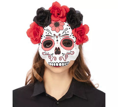Media Máscara Catrina con flores adulto de 22x23 cm