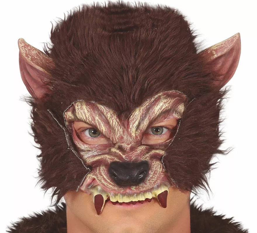 Translation missing: es.Media Máscara de Hombre Lobo con Pelo de Látex