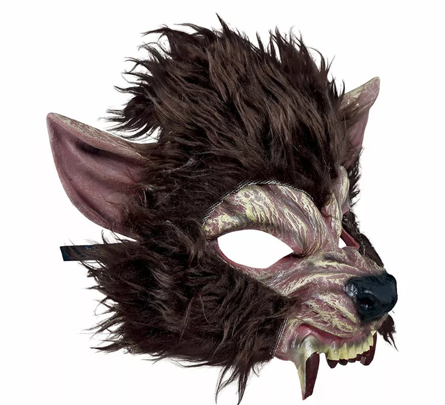 Translation missing: es.Media Máscara de Hombre Lobo con Pelo de Látex