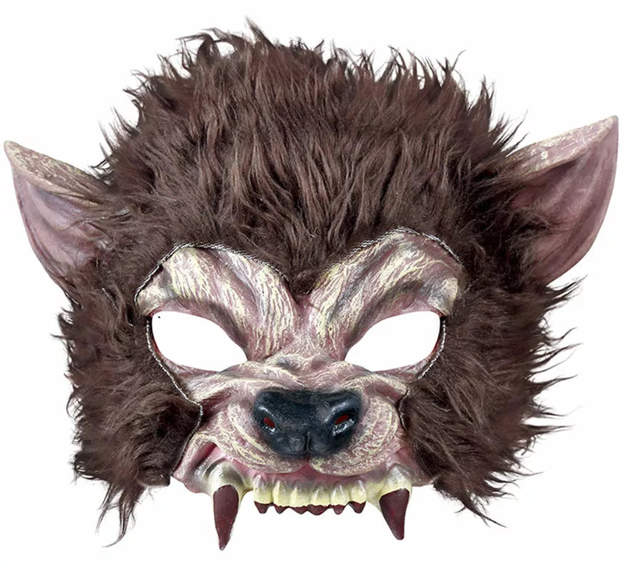 Translation missing: es.Media Máscara de Hombre Lobo con Pelo de Látex