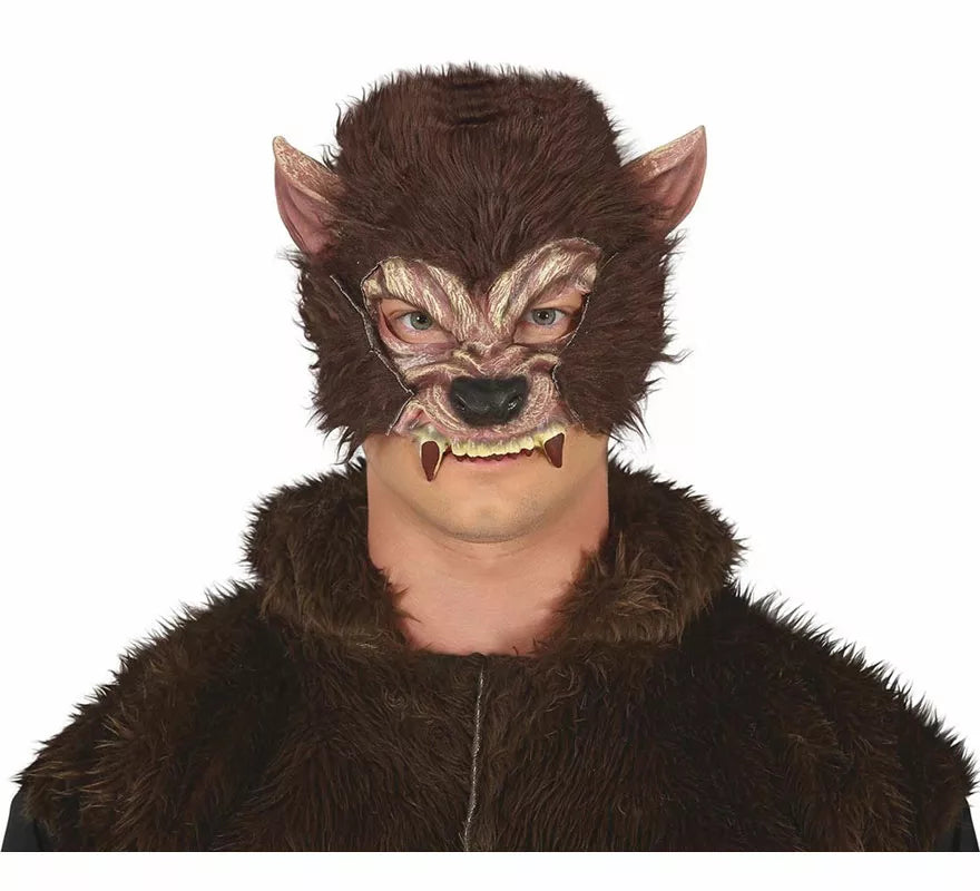 Translation missing: es.Media Máscara de Hombre Lobo con Pelo de Látex