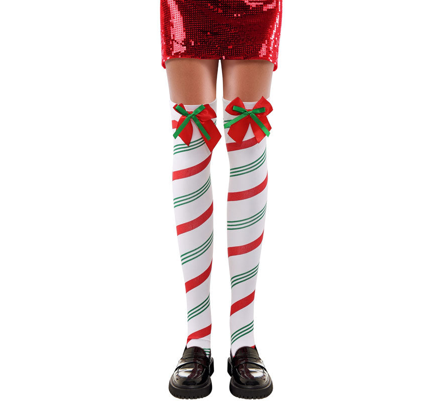 Translation missing: es.Medias a Rayas de Navidad con Lazo para adulto