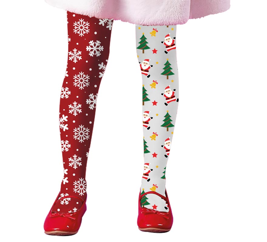 Translation missing: es.Medias Navideñas doble estampado copos y árbol infantiles