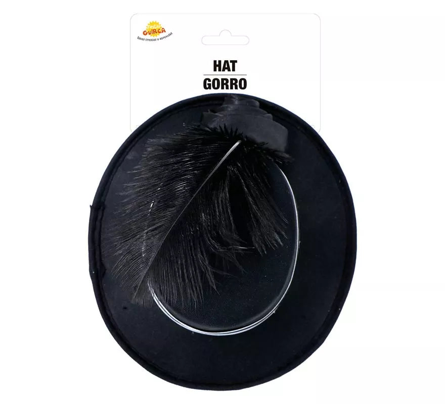 Mini Chistera Negra con Plumas