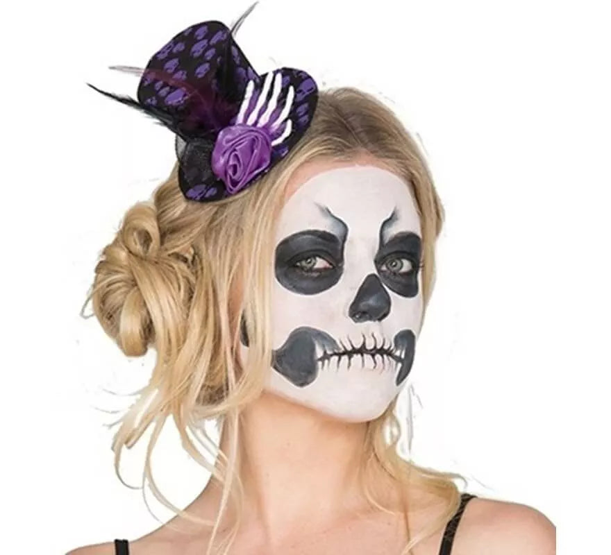 Translation missing: es.Mini Sombrero de Calaveras con mano y flor
