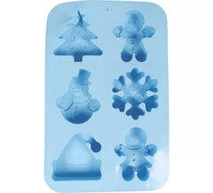 Molde de Silicona azul para 6 Galletas Navideñas de 16x25 cm