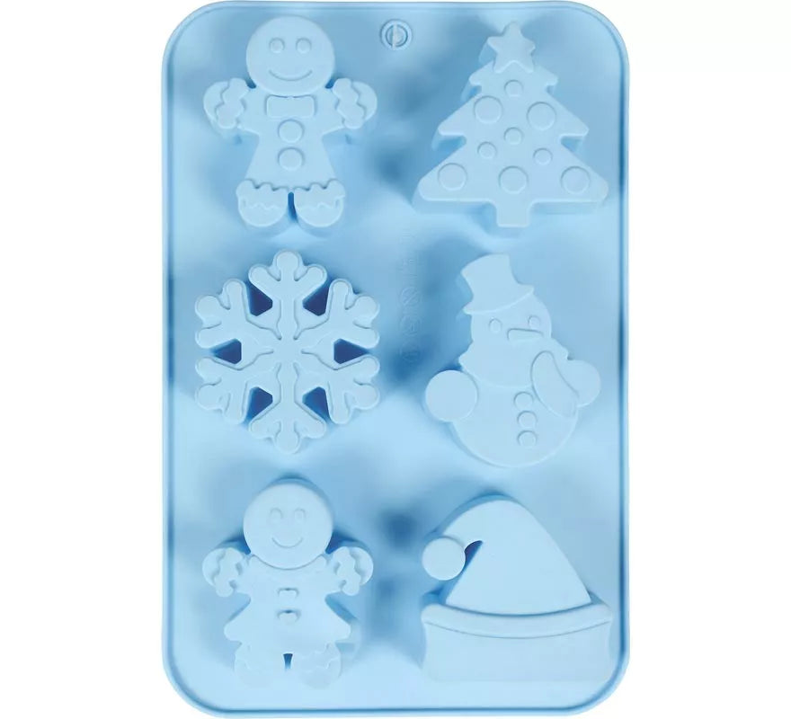 Translation missing: es.Molde de Silicona azul para 6 Galletas Navideñas de 16x25 cm